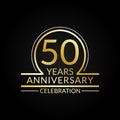 50 years anniversary logo. 50th Birthday celebration icon. Party invitation, Jubilee celebrating emblem or banner. Vector illustra Royalty Free Stock Photo